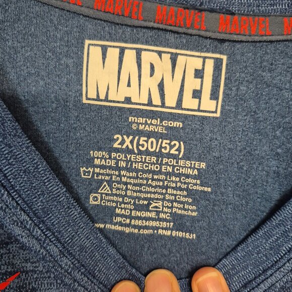 Marvel Spider-Man Graphic Blue Heather T-Shirt 2X Mens Casual Crew Neck - Picture 3 of 5